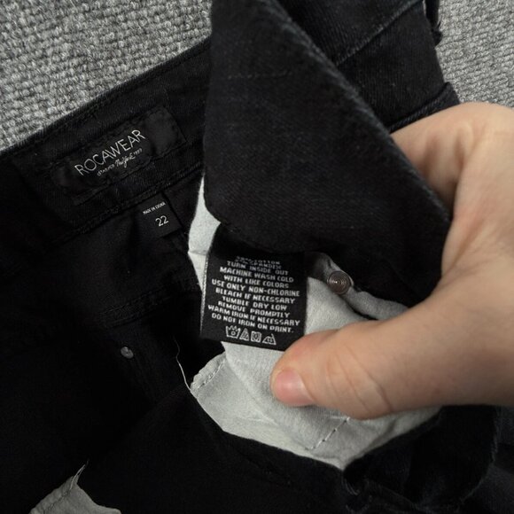 Rocawear Y2K Women Jeans Size 22 Black Pockets Embellished Spell Out Logo 1999 - Picture 15 of 16